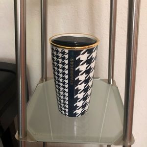 RARE Starbucks Houndstooth Ceramic Tumbler NWOT